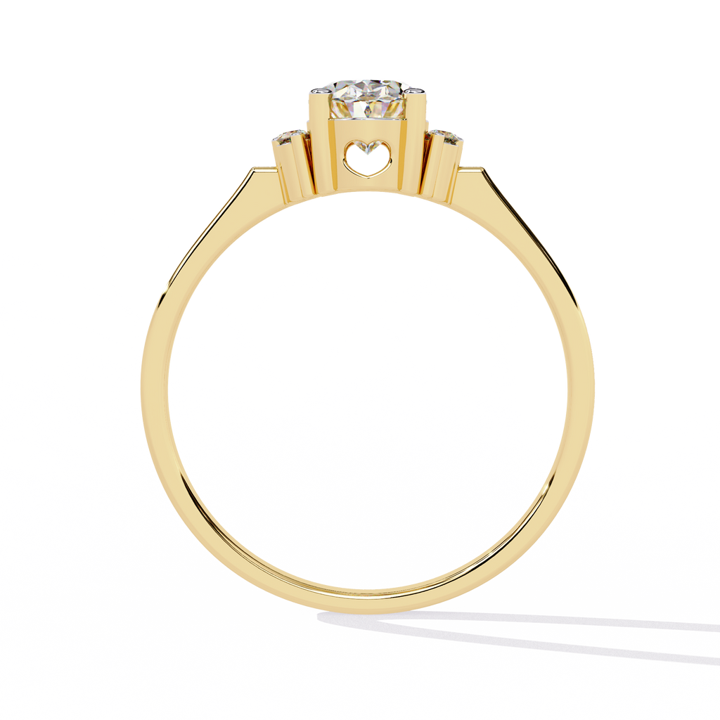 Yellow Gold Oval Cut Diamond Partial Halo Engagement Ring