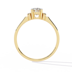 Yellow Gold Oval Cut Diamond Partial Halo Engagement Ring