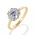 Yellow Gold Oval Cut Diamond Partial Halo Engagement Ring