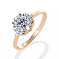 Rose Gold Oval Cut Diamond Partial Halo Engagement Ring