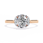 Rose Gold Oval Cut Diamond Partial Halo Engagement Ring