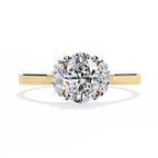 Yellow Gold Oval Cut Diamond Partial Halo Engagement Ring