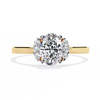 Gold Oval Cut Diamond Partial Halo Engagement Ring