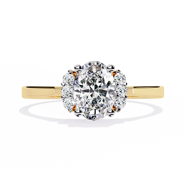 Gold Oval Cut Diamond Partial Halo Engagement Ring
