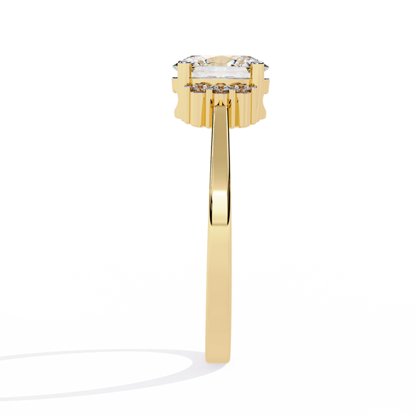 Gold Oval Cut Diamond Partial Halo Engagement Ring