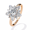 Rose Gold Round Brilliant Diamond Floral Cluster Engagement Ring