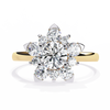 Gold Round Brilliant Diamond Floral Cluster Engagement Ring