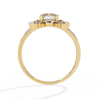 Yellow Gold Round Brilliant Diamond Floral Cluster Engagement Ring
