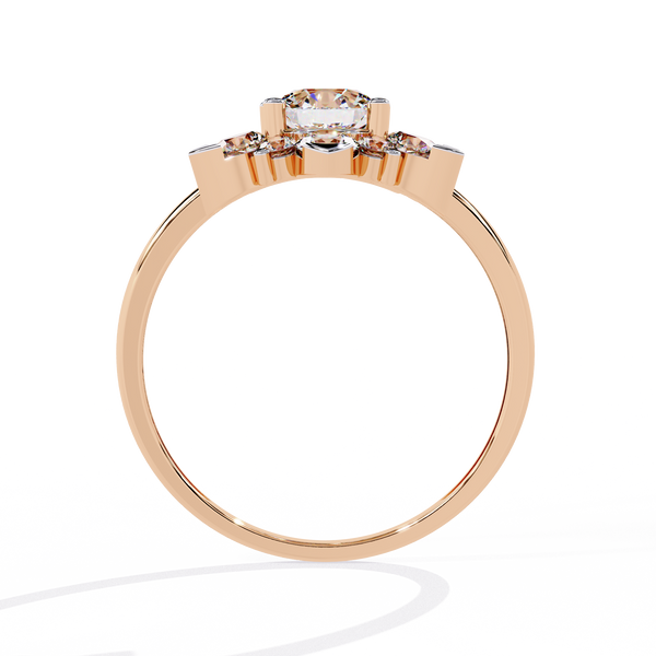 Rose Gold Round Brilliant Diamond Floral Cluster Engagement Ring