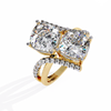 Gold Twin Cushion Cut Diamond Toi et Moi Ring