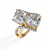 Gold Twin Cushion Cut Diamond Toi et Moi Ring