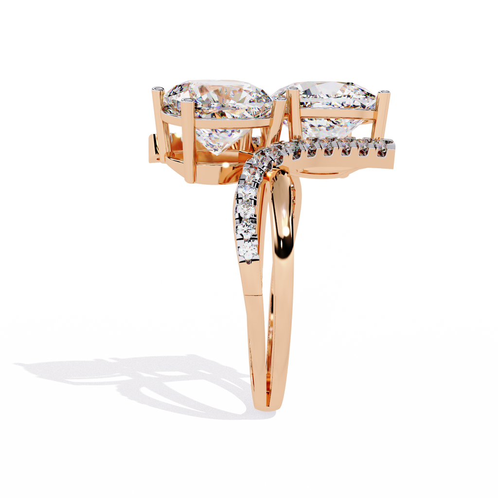 Rose Gold Twin Cushion Cut Diamond Toi et Moi Ring