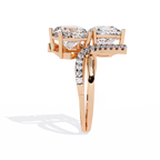 Rose Gold Twin Cushion Cut Diamond Toi et Moi Ring