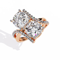 Rose Gold Twin Cushion Cut Diamond Toi et Moi Ring