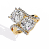Gold Twin Cushion Cut Diamond Toi et Moi Ring
