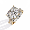 Yellow Gold Round Brilliant Diamond Grand Halo Engagement Ring