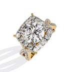 Yellow Gold Round Brilliant Diamond Grand Halo Engagement Ring