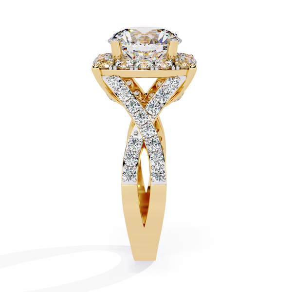Gold Round Brilliant Diamond Grand Halo Engagement Ring