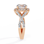 Rose Gold Round Brilliant Diamond Grand Halo Engagement Ring