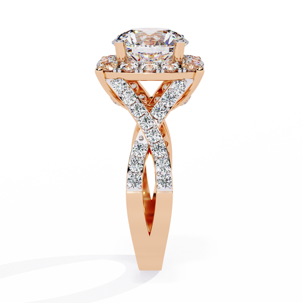 Rose Gold Round Brilliant Diamond Grand Halo Engagement Ring