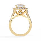 Yellow Gold Round Brilliant Diamond Grand Halo Engagement Ring