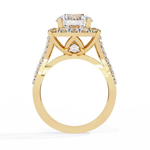 Gold Round Brilliant Diamond Grand Halo Engagement Ring