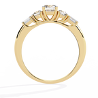 Yellow Gold Oval & Baguette Five-Stone Diamond Engagement Ring