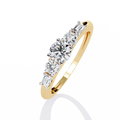 Yellow Gold Oval & Baguette Five-Stone Diamond Engagement Ring