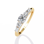 Yellow Gold Oval & Baguette Five-Stone Diamond Engagement Ring