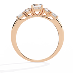 Rose Gold Round & Baguette Five-Stone Diamond Engagement Ring