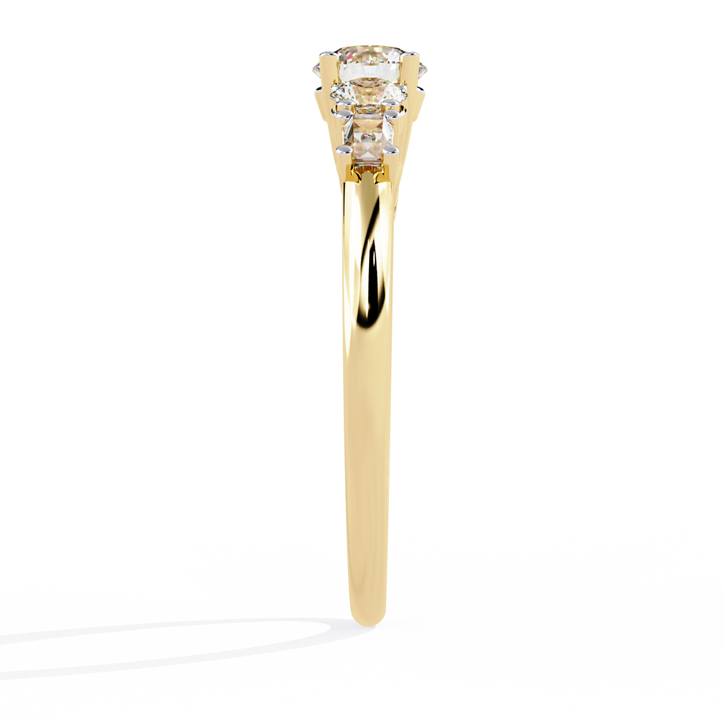 Yellow Gold Oval & Baguette Five-Stone Diamond Engagement Ring