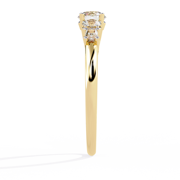 Gold Oval & Baguette Five-Stone Diamond Engagement Ring