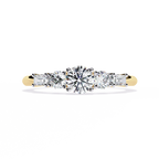 Yellow Gold Oval & Baguette Five-Stone Diamond Engagement Ring