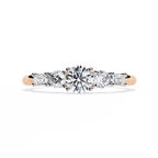Rose Gold Round & Baguette Five-Stone Diamond Engagement Ring