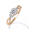 Rose Gold Round & Marquise Diamond Rope Band Engagement Ring