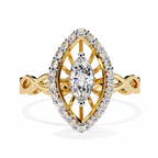 Yellow Gold Marquise Diamond Sunburst Halo Infinity Band Ring
