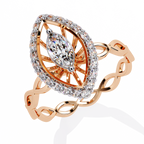 Rose Gold Marquise Diamond Sunburst Halo Infinity Band Ring
