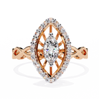 Rose Gold Marquise Diamond Sunburst Halo Infinity Band Ring