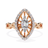 Rose Gold Marquise Diamond Sunburst Halo Infinity Band Ring