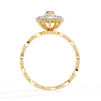Yellow Gold Marquise Diamond Sunburst Halo Infinity Band Ring