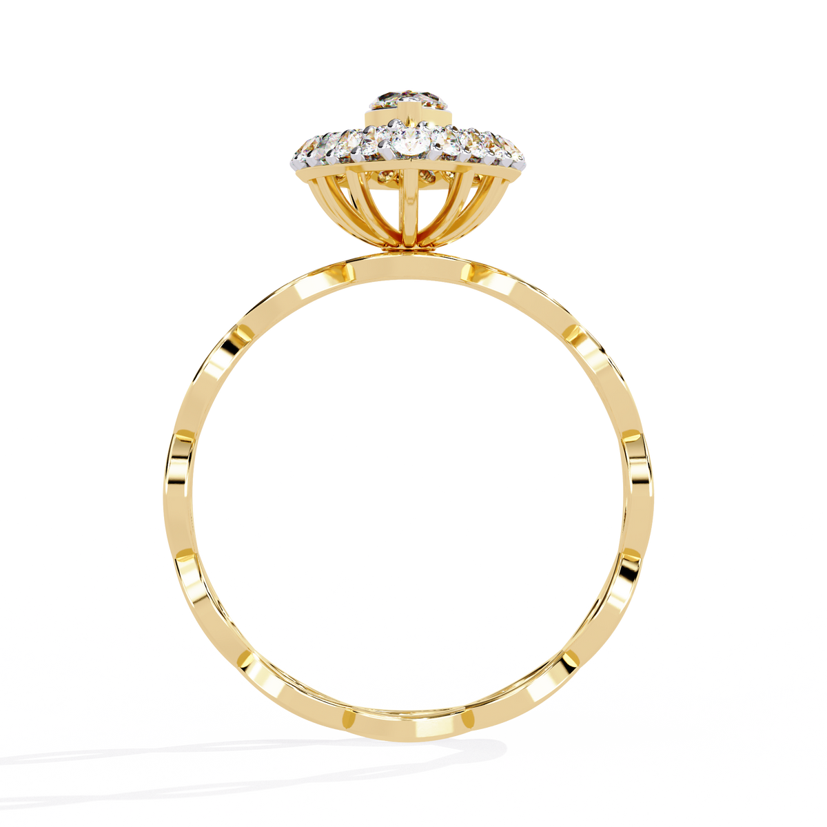 Yellow Gold Marquise Diamond Sunburst Halo Infinity Band Ring
