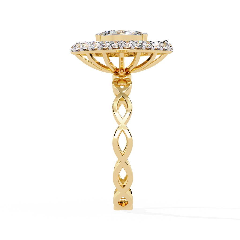 Yellow Gold Marquise Diamond Sunburst Halo Infinity Band Ring