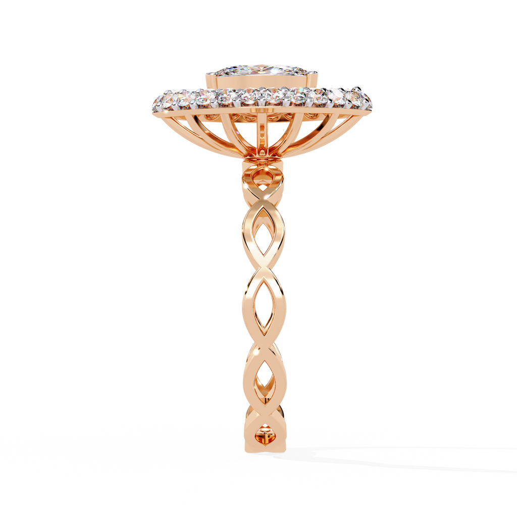 Rose Gold Marquise Diamond Sunburst Halo Infinity Band Ring