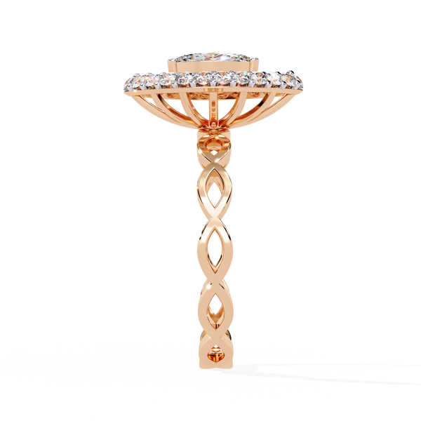Rose Gold Marquise Diamond Sunburst Halo Infinity Band Ring