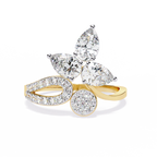 Yellow Gold Pear Cut Diamond Butterfly Statement Ring