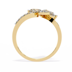 Yellow Gold Pear Cut Diamond Butterfly Statement Ring