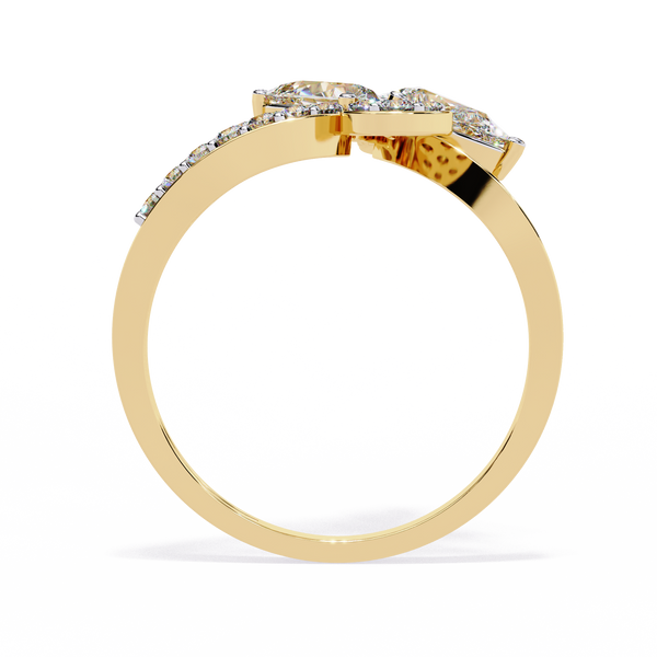 Gold Pear Cut Diamond Butterfly Statement Ring
