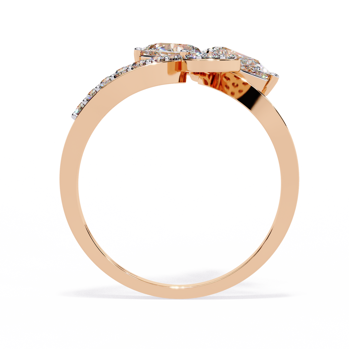 Rose Gold Pear Cut Diamond Butterfly Statement Ring
