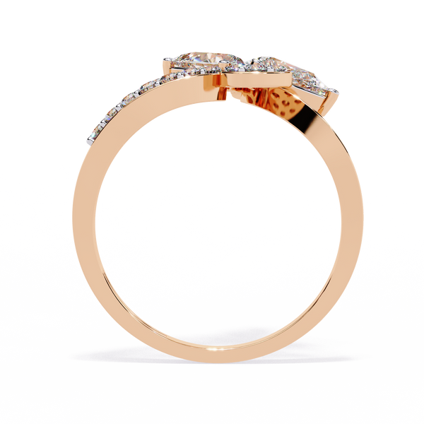 Rose Gold Pear Cut Diamond Butterfly Statement Ring