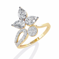 Yellow Gold Pear Cut Diamond Butterfly Statement Ring